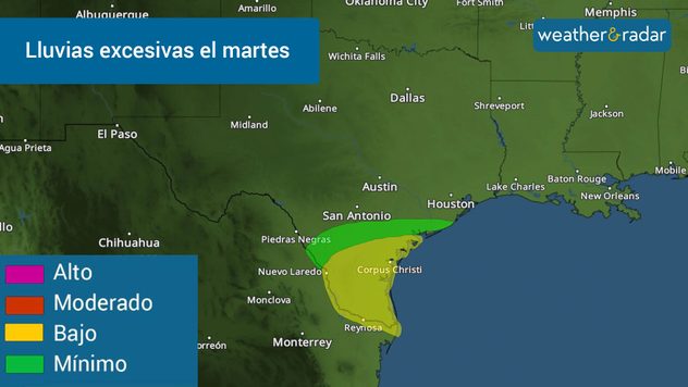 Lluvias excesivas comenzarán a ser probables sobre el sur de Texas el martes. 