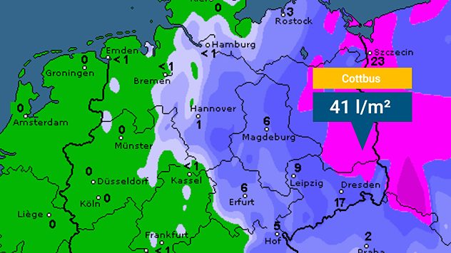 Regenmengen seit Donnerstagnachmittag