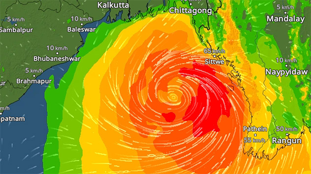 WindRadar zeigt Zyklon MOCHA im Golf von Bengalen