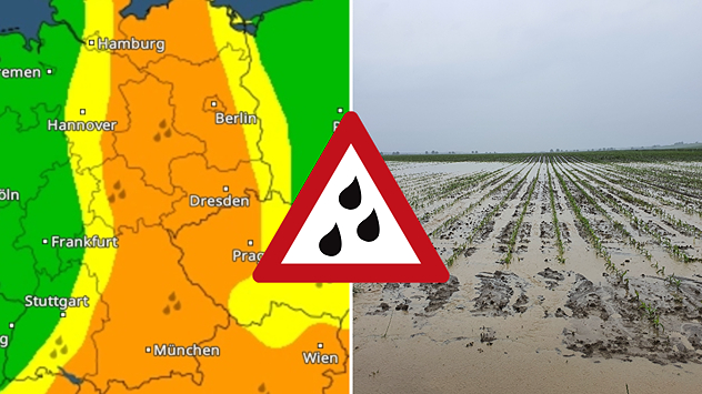 In der Osthälfte fällt am Montag ergiebiger Regen.