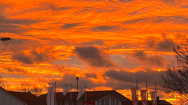 onnenuntergang im Schongau in Oberbayer ein. 