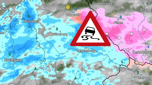 WetterRadar zeigt gefrierenden Regen in Ostbayern