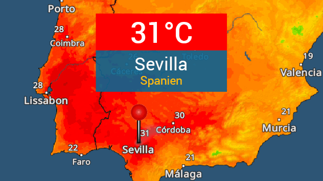 TemperaturRadar: Hitze im Süden Spaniens und Portugals