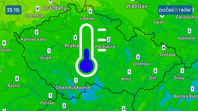 Předpověď minimálních teplot na pátek 23. října: Páteční ráno přinese velmi nízké teploty, ojediněle se vyskytne i slabý mráz.