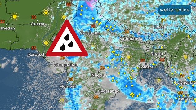 WetterRadar mit Regenwarnung für Indien