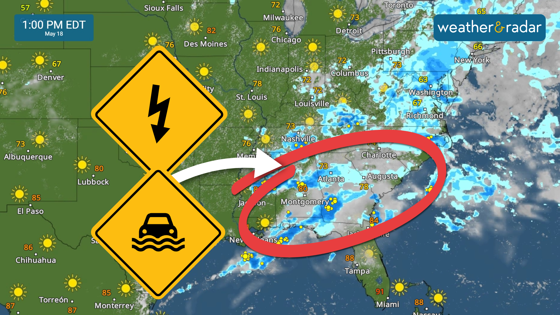 Several threats for Southeast: Damaging winds and flash floods ...