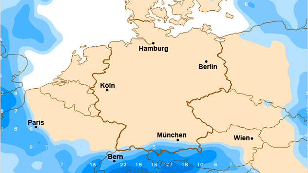 Regensummenkarte zeigt keinen Regen in Deutschland für die nächsten Tage.