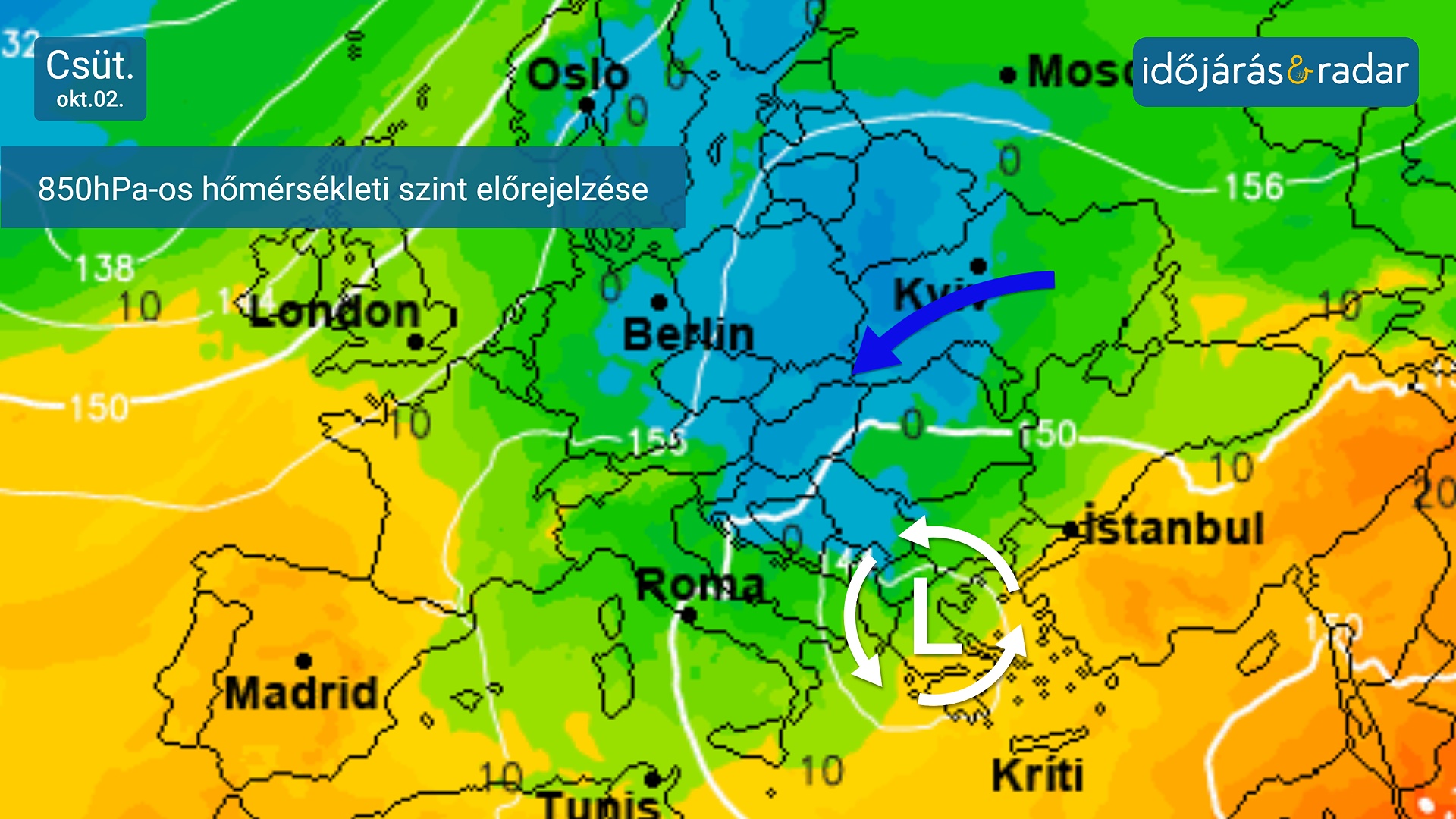 850 hPa-os hőmérsékleti szint előrejelzése