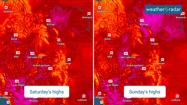 Saturday &amp; Sunday's highs