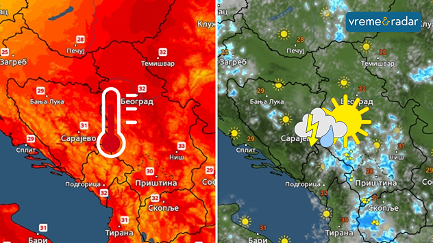 Temperatura i pljuskovi u sredu