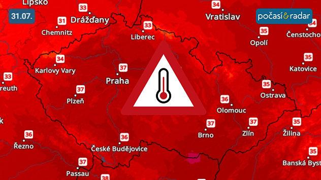 Předpověď maximálních teplot v Česku na pátek 31. 7.: Velmi horký bude v Česku třeba pátek, kdy se čekají na velké části území maximální teploty nad 35 °C.