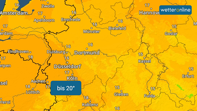 TemperaturRadar zeigt Höchstwerte für Donnerstag