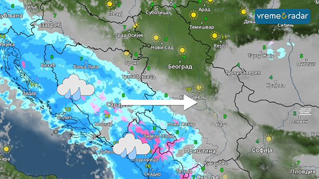 Oblaci i kiša u petak