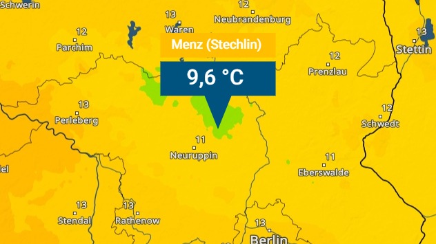 Temperaturen am Dienstagmorgen