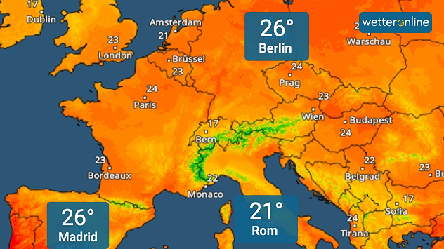 21 Grad in Rom und 26 Grad in Berlin 