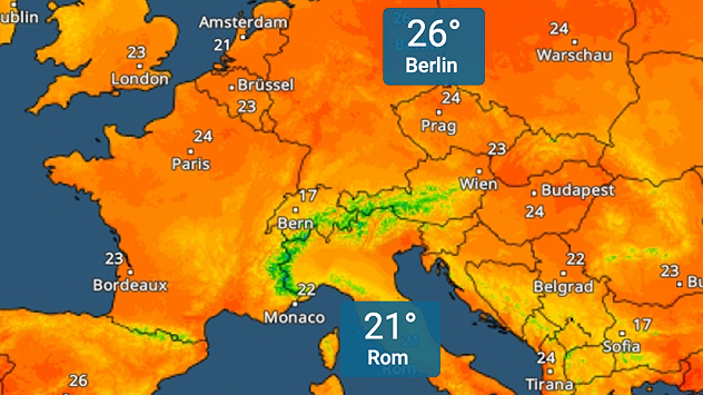21 Grad in Rom und 26 Grad in Berlin
