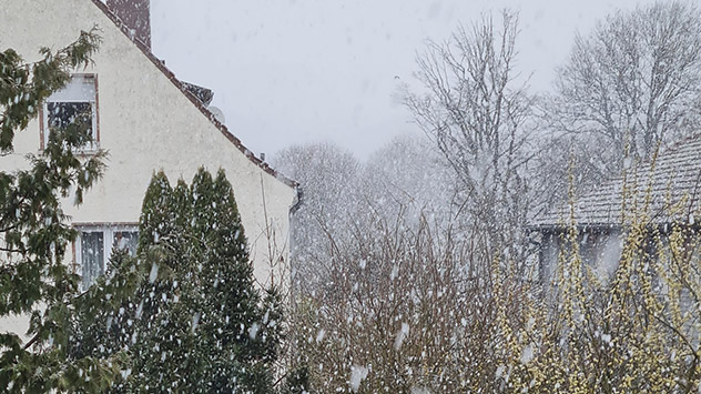 © Marion Graf Auch in Zweibrücken im benachbarten Rheinland-Pfalz fallen dicke Flocken.