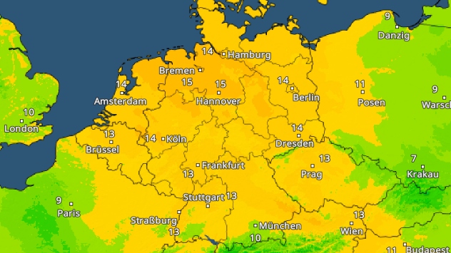 Die Tiefstwerte liegen in den nächsten Tagen im zweistelligen Bereich
