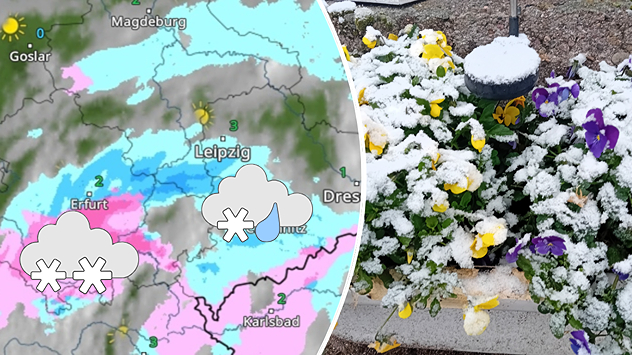 WetterRadar zeigt Schnee in Thüringen