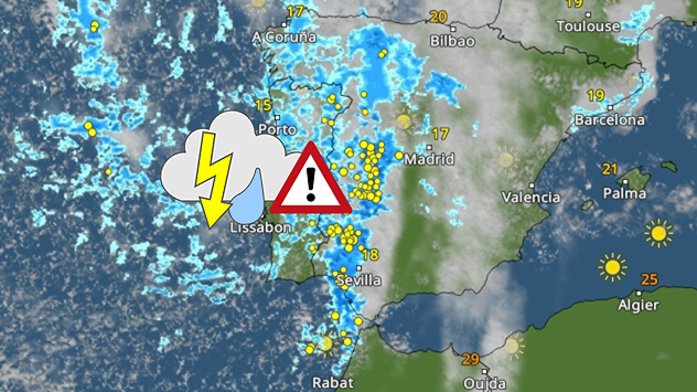 Weerradar voor Portugal en Spanje