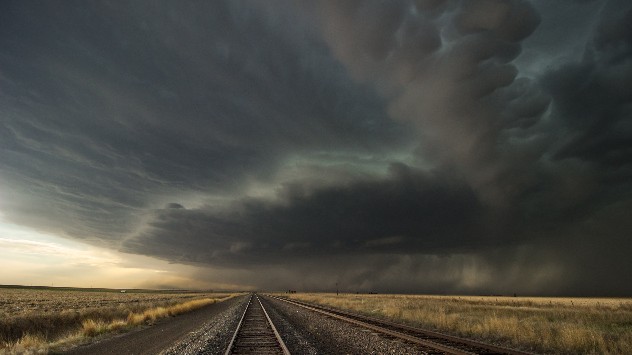 supercell over railroad in the US