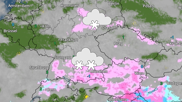 WetterRadar zeigt für Heiligabend regional leichte Schneefälle.