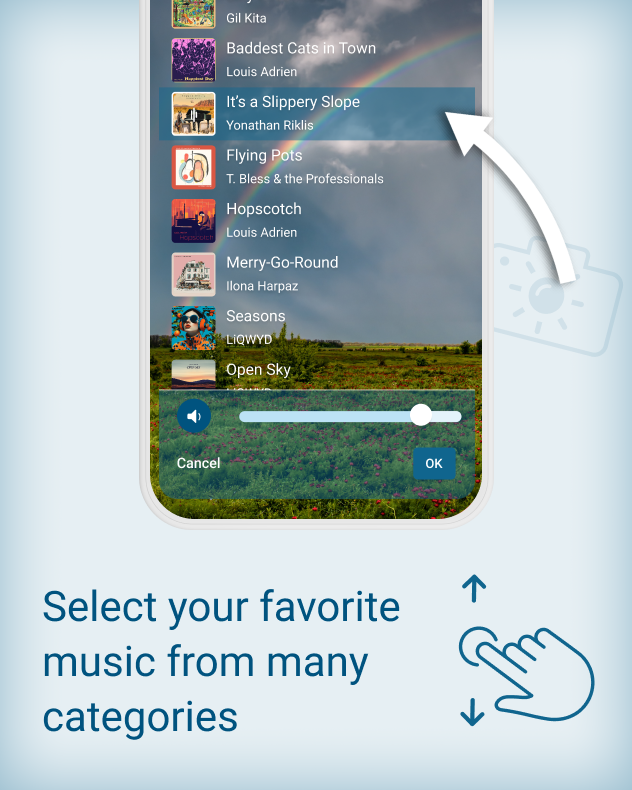 Record a video from inside the app &amp; choose any music to go with it.
