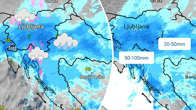 Obilna kiša. Snijeg i lavina u Sloveniji
