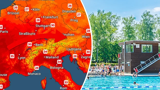Temperaturkarte und Freibad