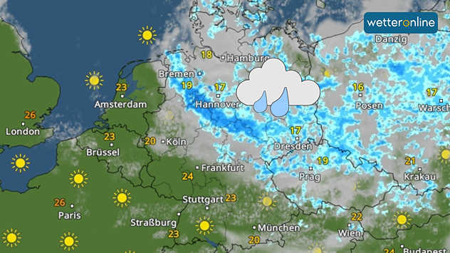WetterRadar zeigt Regen am Samstag
