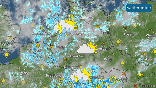 WetterRadar mit Wettersymbolen