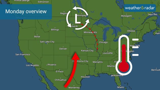 Weather system bringing up warmth