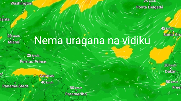 VjetarRadar iznad Atlantika bez uraganske aktivnosti.