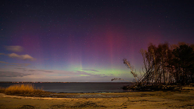 © Marion Schmidt In Bodstedt nordöstlich von Rostock gibt es ein Farbspektakel am Abendhimmel.