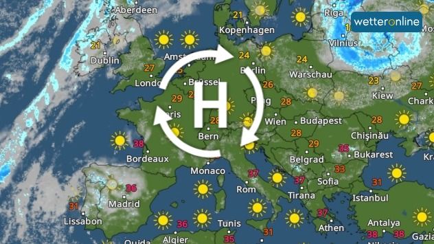 Ein Hoch sorgt in der neuen Woche für viel Sonnenschein. Im&nbsp;WetterRadar&nbsp;sind große Gebiete Europas wolkenfrei.