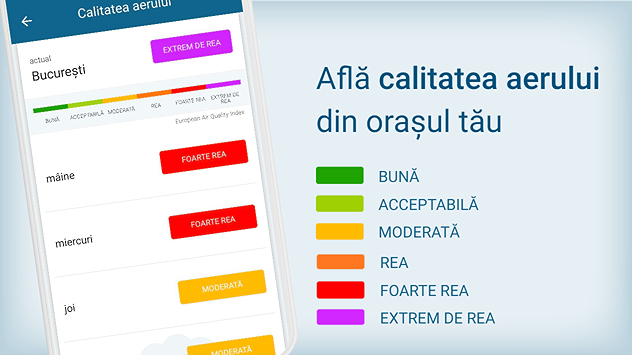 Calitatea aerului, în aplicația Meteo & Radar