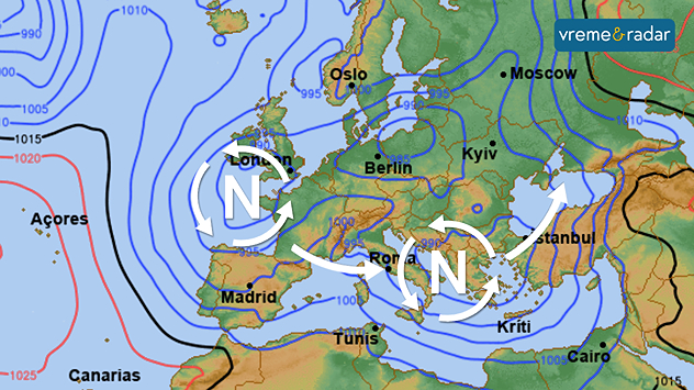 Trasa ciklona preko Evrope