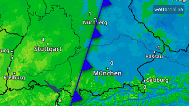TemperaturRadar: Hinter der Kaltfront wird es etwas wärmer. 