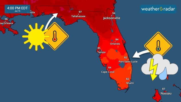 South Florida will stay cooler than the northern half sur to the clouds and showers on Saturday.