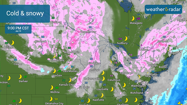 Cold &amp; snowy by the evening across the northern tier of the U.S.