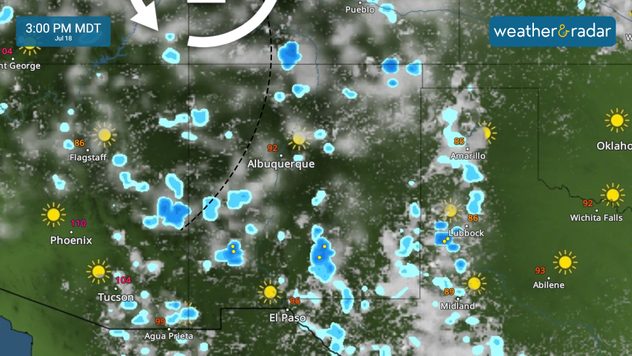 Scattered strong storms over New Mexico on Thursday.