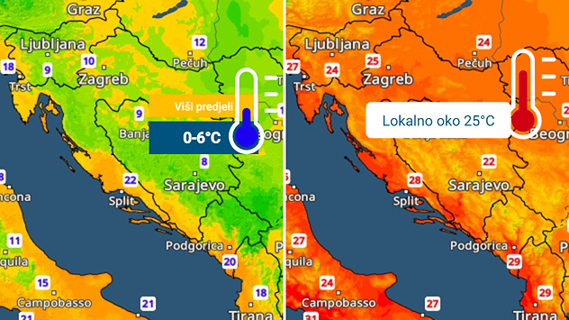 Toplo. Vraća se ponegdje kiša na kopnu