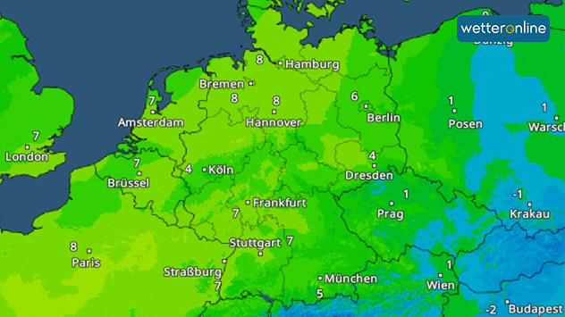 TemperaturRadar Dienstag früh