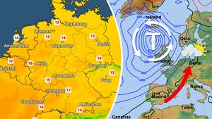 Höchsttemperaturen am Freitag und Wetterlage mit Wetterkarte