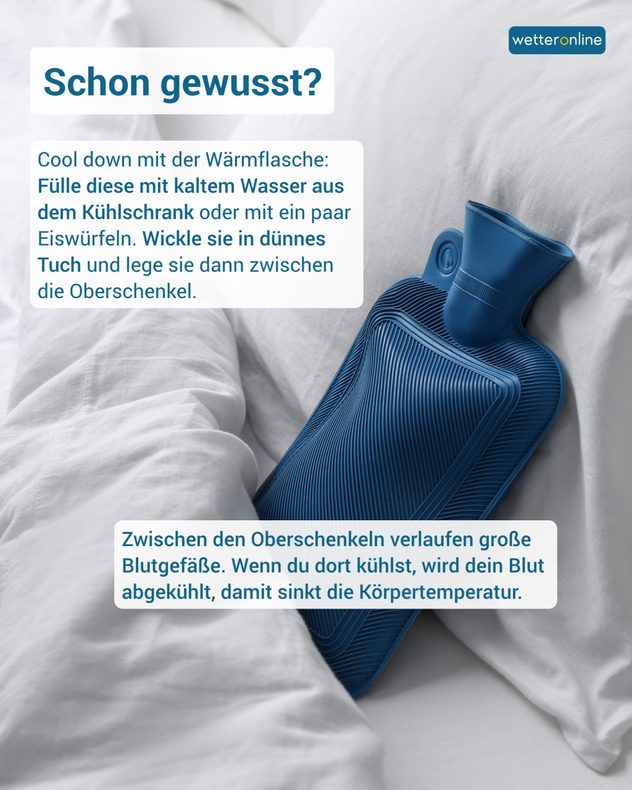 Grafik informiert über Tipps, wie man bei Hitze besser schlafen kann.