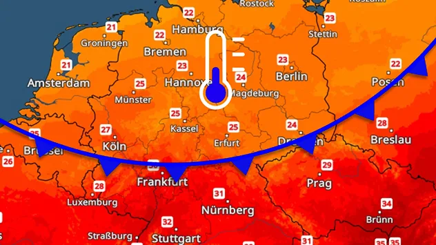 TemperaturRadar zeigt Hitze in Süddeutschland und kühlere Luft im Norden