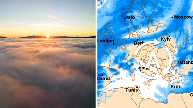 Kopno u znaku magla i Sunca. Toplije?