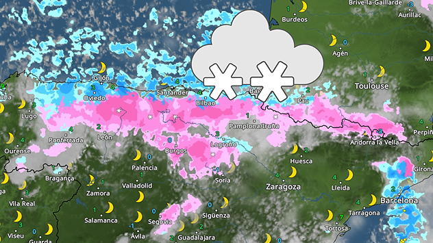 Las precipitaciones se concentrarán en el norte peninsular y, de forma más dispersa en Castilla y León y La Rioja, con nevadas a partir de los 700 y 800 metros, una cota que bajará más el viernes. 
