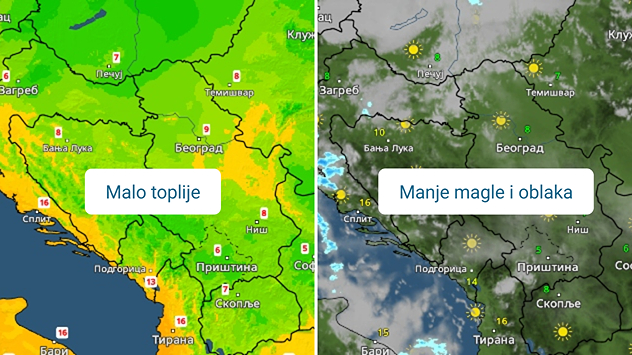 Sunčanije i malo toplije do vikenda