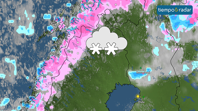 El radar del tiempo muestra precipitación en forma de nieve prevista para los próximos días. 